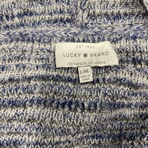 Lucky Brand wool blend blue/white/gray cardigan with metallic threads - Picture 6 of 7